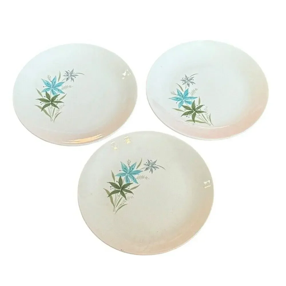 Tiger Lily Floral Bread Butter Plates (3) ~ 7.5” VTG Sabin China (unmarked) READ
